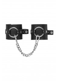 Черные наручники из толстой натуральной кожи с люверсами - Pecado - купить с доставкой в Новом Уренгое