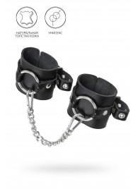 Черные наручники из толстой натуральной кожи с люверсами - Pecado - купить с доставкой в Новом Уренгое