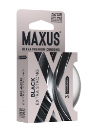 Черные утолщенные презервативы MAXUS Extra Strong с железным кейсом - 3 шт. - Maxus - купить с доставкой в Новом Уренгое