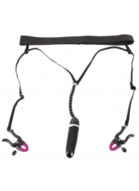 Женские вибростринги с зажимами для половых губ Spreader String with Vibrator - Orion - купить с доставкой в Новом Уренгое