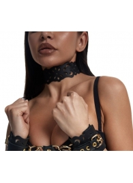 Черный ажурный чокер с золотистой фурнитурой - Crazy Handmade - купить с доставкой в Новом Уренгое