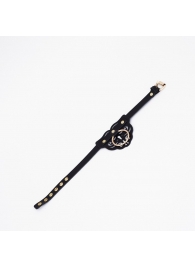 Черный чокер с клепками и золотистой фурнитурой - Crazy Handmade - купить с доставкой в Новом Уренгое