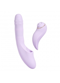 Сиреневый вибромассажер со съёмным клиторальным пульсатором DuoGlow - Svakom