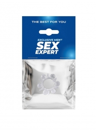 Прозрачное эрекционное кольцо с шариками и шипами - Sex Expert - в Новом Уренгое купить с доставкой