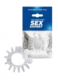 Эластичное эрекционное кольцо с шариками и лучами - Sex Expert - в Новом Уренгое купить с доставкой