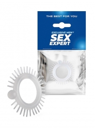 Эластичное эрекционное кольцо с шипиками и шариком - Sex Expert - в Новом Уренгое купить с доставкой