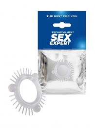 Эластичное эрекционное кольцо с 3 шариками и шипами - Sex Expert - в Новом Уренгое купить с доставкой