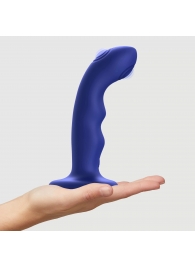 Синяя насадка-стимулятор Strap-On-Me Tapping Dildo Wave - Strap-on-me - купить с доставкой в Новом Уренгое