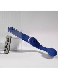 Синий безремневой страпон Multi Orgasm Bendable Strap-On size L с клиторальной стимуляцией - Strap-on-me - купить с доставкой в Новом Уренгое