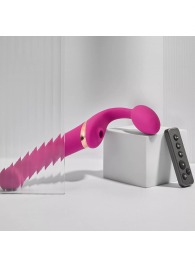 Ярко-розовый безремневой страпон Multi Orgasm Bendable Strap-On size L с клиторальной стимуляцией - Strap-on-me - купить с доставкой в Новом Уренгое