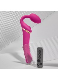Ярко-розовый безремневой страпон Multi Orgasm Bendable Strap-On size L с клиторальной стимуляцией - Strap-on-me - купить с доставкой в Новом Уренгое