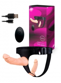 Женский страпон с 2 насадками, вибрацией и пультом ДУ - Erowoman-Eroman - купить с доставкой в Новом Уренгое
