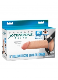 Телесный пустотелый фаллопротез 5’’ Hollow Silicone Strap-On - 14 см. - Pipedream - купить с доставкой в Новом Уренгое