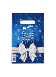 Сине-белый подарочный новогодний пакет с вырубной ручкой (20х30 см) - Сима-Ленд - купить с доставкой в Новом Уренгое