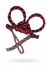 Черно-красные наручники-оковы ’’Узел-омега’’ из хлопковой веревки - Pecado - купить с доставкой в Новом Уренгое