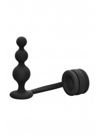 Черное эрекционное кольцо с анальной елочкой Cockring With Beaded Anal Plug - Dream Toys - в Новом Уренгое купить с доставкой