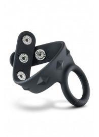 Черное эрекционное кольцо с подхватом мошонки на кнопках VS6 - Blush Novelties - в Новом Уренгое купить с доставкой