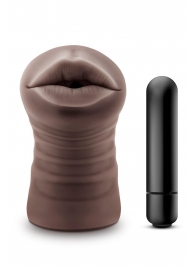 Коричневый мастурбатор-ротик Krystal Vibrating Masturbator - Blush Novelties - в Новом Уренгое купить с доставкой