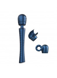 Синий вибромассажёр с насадками Man.wand Edgy - Manwan - в Новом Уренгое купить с доставкой