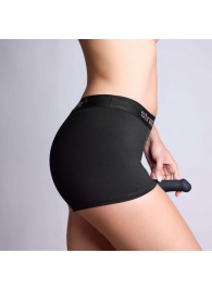 Черные трусики-боксеры для фиксации насадок Strap-on-me Harness Lingerie Allure - size XS - Strap-on-me - купить с доставкой в Новом Уренгое