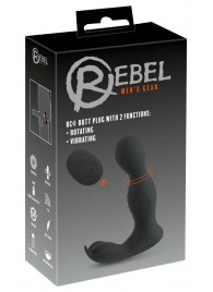 Черная анальная пробка с вибрацией, вращением и пультом ДУ RC Butt Plug with 2 Functions - Orion - в Новом Уренгое купить с доставкой