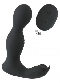 Черная анальная пробка с вибрацией, вращением и пультом ДУ RC Butt Plug with 2 Functions - Orion - в Новом Уренгое купить с доставкой
