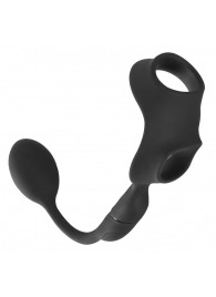 Черное виброкольцо с анальной пробкой Cock Ring with RC Butt Plug - Orion - в Новом Уренгое купить с доставкой