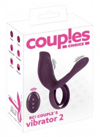 Фиолетовая насадка на член с клиторальным отростком и пультом ДУ RC Couple’s Vibrator 2 - Orion - в Новом Уренгое купить с доставкой