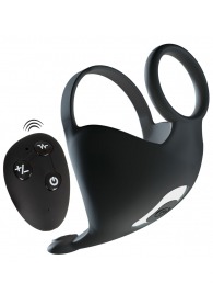 Черная вибронасадка для эрекции и стимуляции мошонки Cock ring with RC ball massager - Orion - в Новом Уренгое купить с доставкой