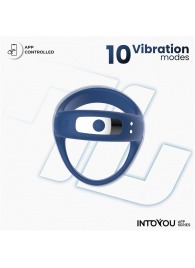 Синее интерактивное эрекционное виброкольцо Rank - Intoyou - в Новом Уренгое купить с доставкой
