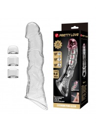 Прозрачный фаллоудлинитель с 3 вставками - 28 см. - Baile - в Новом Уренгое купить с доставкой