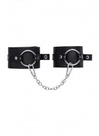 Черные оковы из толстой кожи с люверсами - Pecado - купить с доставкой в Новом Уренгое