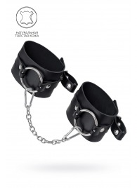 Черные оковы из толстой кожи с люверсами - Pecado - купить с доставкой в Новом Уренгое