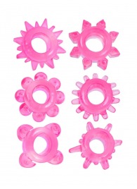 Набор из 6 розовых эрекционных колец с различным рельефом - Erowoman-Eroman - в Новом Уренгое купить с доставкой