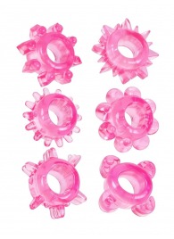 Набор из 6 розовых эрекционных колец с различным рельефом - Erowoman-Eroman - в Новом Уренгое купить с доставкой