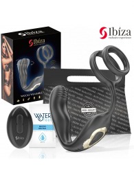 Черная анальная пробка с вращением и эрекционными кольцами - Ibiza - в Новом Уренгое купить с доставкой