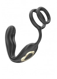 Черная анальная пробка с вращением и эрекционными кольцами - Ibiza - в Новом Уренгое купить с доставкой