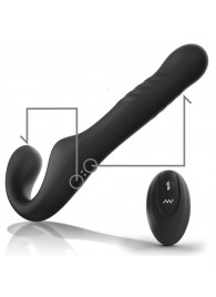 Черный безремневой страпон с вибрацией и возвратно-поступательными движениями - 24 см. - Ibiza - купить с доставкой в Новом Уренгое