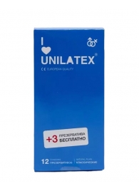 Классические презервативы Unilatex Natural Plain - 12 шт. + 3 шт. в подарок - Unilatex - купить с доставкой в Новом Уренгое