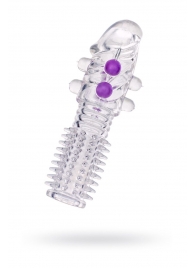 Гелевая прозрачная насадка с шариками и шипами - 14 см. - Toyfa Basic - в Новом Уренгое купить с доставкой