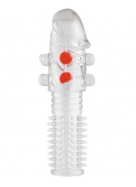 Гелевая прозрачная насадка с шариками и шипами - 14 см. - Toyfa Basic - в Новом Уренгое купить с доставкой