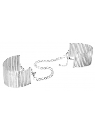 Серебристые наручники-браслеты Desir Metallique Handcuffs - Bijoux Indiscrets - купить с доставкой в Новом Уренгое