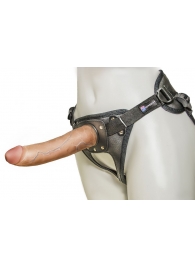 Насадка-фаллоимитатор на кожаных трусиках Harness Ultra Realistic 7  - 18 см. - LOVETOY (А-Полимер) - купить с доставкой в Новом Уренгое