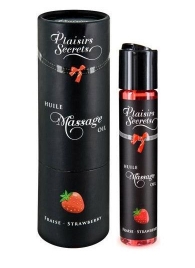 Массажное масло с ароматом клубники Huile de Massage Gourmande Fraise des Bois - 59 мл. - Plaisir Secret - купить с доставкой в Новом Уренгое