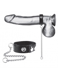 Утяжка на пенис с поводком Snap Cock Ring With 12  Leash - BlueLine - купить с доставкой в Новом Уренгое