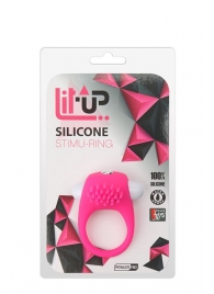 Розовое эрекционное кольцо с щеточкой LIT-UP SILICONE STIMU RING 5 - Dream Toys - в Новом Уренгое купить с доставкой