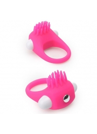 Розовое эрекционное кольцо с щеточкой LIT-UP SILICONE STIMU RING 5 - Dream Toys - в Новом Уренгое купить с доставкой