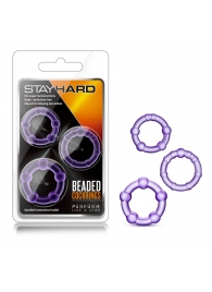 Набор из 3 фиолетовых эрекционных колец Stay Hard Beaded Cockrings - Blush Novelties - в Новом Уренгое купить с доставкой