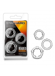 Набор из 3 прозрачных эрекционных колец Stay Hard Beaded Cockrings - Blush Novelties - в Новом Уренгое купить с доставкой