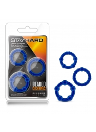 Набор из 3 синих эрекционных колец Stay Hard Beaded Cockrings - Blush Novelties - в Новом Уренгое купить с доставкой